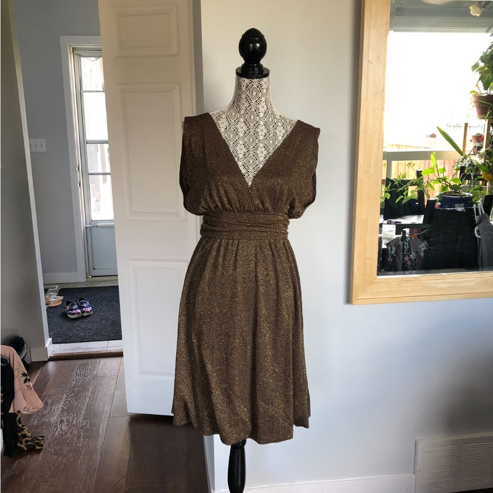 NWT Sparkly Gold/Chocolate Brown
Party Dress. XS